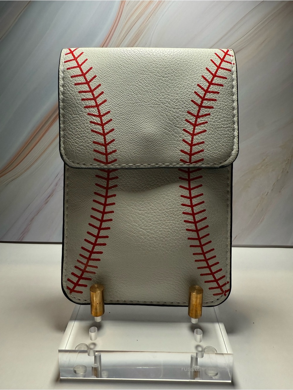 Baseball Stitch Faux Leather Crossbody / Phone Holder